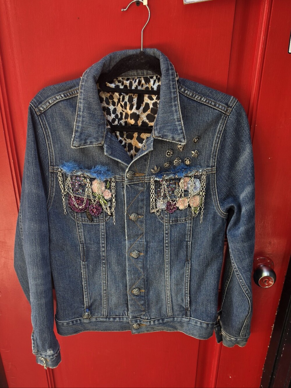 Denim Embellished Women's Jacket - Blue.  Selling AS IS..